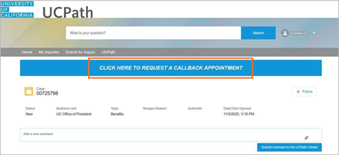 UCPath self-appointment screenshot
