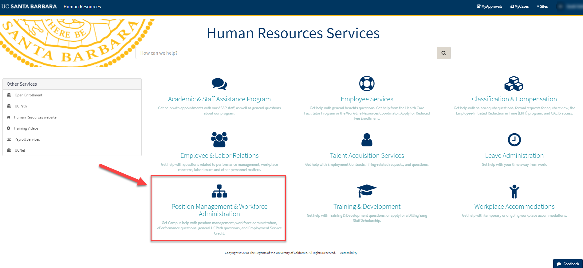 HR ServiceNow dashboard screenshot showing where to find the link